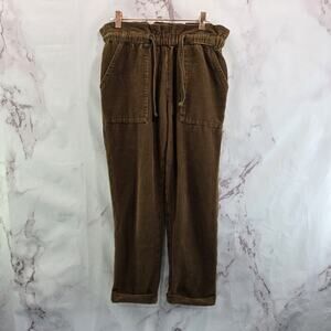 Kavu Pants Womens Small Brown Corduroy Paperbag Crop